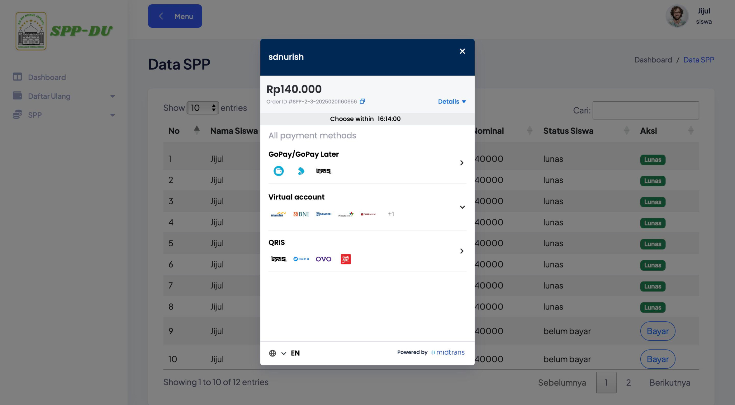 Website for payment of tuition fees and also re-registration